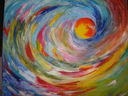 5 Piece Swim Sport Set V Neck Blue On The Sides Painting Abstract Painting Art