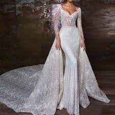 Detachable lace wedding dress sleeves,soft elastic tulle and beaded lace sleeves, wedding dress straps,bridal lace sleeves made in uk marginelli 5 out of 5 stars (418) $ 67.61. Hw91 Long Sleeves Beading Mermaid Wedding Gowns With Detachable Skirt Nirvanafourteen