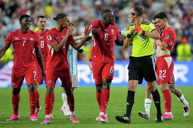 Switzerland fumes after Breel Embolo red card in World Cup quarterfinal  loss to Argentina