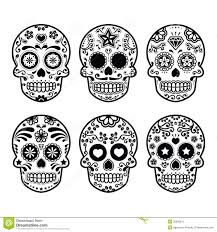 Mexican Sugar Skull Dia De Los Muertos Icons Set Stock Photos Sugar Skull Tattoos Skull Template Skull