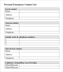 Personal Emergency Contact List Contact List Template Several Options Of Categorization To Know Contact List Template Contact List Emergency Contact List