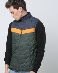 Colourblock Zip Front Puffer Jacket With Zip Pockets
