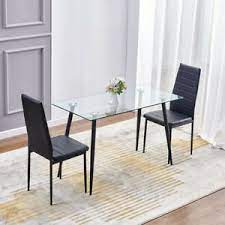 Como square black glass dining table and 4 red chairs. Glass Dining Room S 2 Seats Table Chair Sets For Sale Ebay