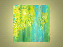 Flowers botanical flowers drawings flower backgrounds asian art cool paintings japanese art flower drawing art. Custom Made Yellow Flowers Original Abstract Painting Laburnum 18 X18 Yellow Blue Green By Devika S Art Custommade Com