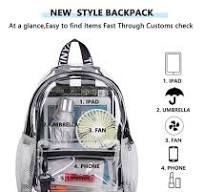 TINYAT Heavy Duty Transparent Klar Damen Rucksack Sport ...