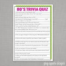 Your 80s and 90s trivia game consists of two decks of cards with various questions broken down into categories. 80 S Trivia Quiz Game Etsy In 2021 80s Birthday Parties Trivia Quiz Trivia