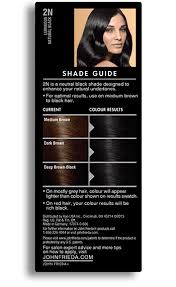 These are natural colors made from herbal ingredients and as such will create natural hues on your hair. Black Hair Color 2n John Frieda