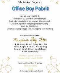 Sd smp sma smk d3 s1 s2. Loker Pt Masplast Poly Film Bandung 2020 Lulusan Smp Sma Smk 2021