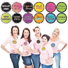 80 S Retro Totally 1980s Party Funny Name Tags Party Badges Sticker Set Of 12 Party Funny Retro Party 1980s Party