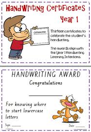 Year 1 Handwriting Certificates Vic Modern Precursive Visible Learning Language Activities Handwriting