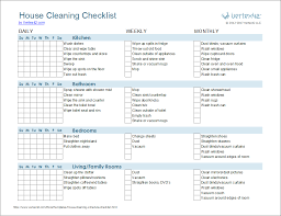 Location, working times, responsibilities for a given time period e.g. Cleaning Schedule Template Printable House Cleaning Checklist