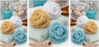 Free easy knitting pattern for a knit scrubby cloth. Small Rosebud Knitted Scrubby Free Knitting Pattern