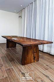 Modern Wooden Dining Table Made Of Solid Wood Ash With A Live Edge Table In Rustic Style For 8 Wood Slab Table Wooden Dining Tables Wooden Dining Table Modern