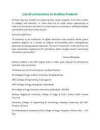 List Of Universities In Andhrapradesh By Campus Availability Via Slideshare University List University Study Meaning
