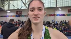 @northreadingtfxc Giuliana Ligor talks about gutsy runner-up finishes in  55m HH, 600m at @miaa033 Meet of Champions