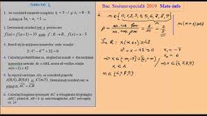 Probele de evaluare a competenţelor se vor desfăşura astfel: Bacalaureat 2019 Matematica Sesiunea Speciala Mate Info Youtube