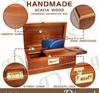 Amazon.com: Diagsh Premium Acacia Wood Storage Box with Grinder &  Combination Lock – Multi-Purpose Organizer Set with Glass Jars : Home &  Kitchen