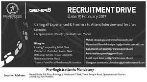 Gener8 Recruitment Drive For Fresher And Experienced Vfx Artists Recruitment Driving Job
