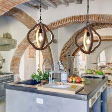 vintage style wood pendant light