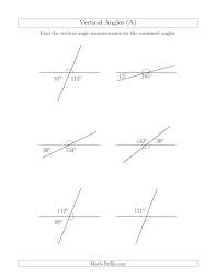 The Vertical Angle Relationships A Math Worksheet From The Geometry Worksheets Page At Math Drills Com Angles Worksheet Angle Relationships Vertical Angles