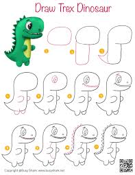 Colorful drawing in cartoon style collaged with portrait of young caucasian couple running from dinosaur. Draw T Rex Dinosaur Busy Shark Easy Doodles Drawings Cartoon Drawing For Kids Easy Cartoon Drawings