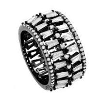 RI2143W-B STERLING SILVER 925 BLACK RHODIUM CLEAR CZ RING