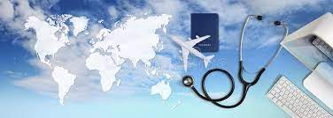 International Medical Travel Insurance Concept Stethoscope Passport Computer A Ad Concept Stethos Medical Travel Insurance Travel Insurance Global Map