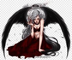Fantasy print art angel gothic fallen broken halo clouds black wings sad tears. Seraph Of The End Angel Art Fallen Angels Black Hair Fictional Character Png Pngegg