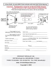 2 Piece Driveshaft Measure Diagrams