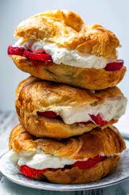 Strawberry Croissant Sandwich With Almond Whipped Cream Recipe Croissant Sandwich Breakfast Casserole Easy Almond Whipped Cream