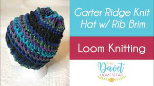 Garter Ridge Knit Hat With Rib Brim Loom Knitting Loom Knit Hat Knitted Hats Loom Hats