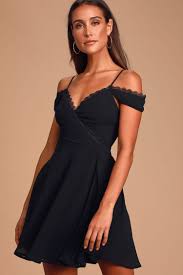 Absolutely Unforgettable Black Lace Off The Shoulder Dress In 2020 Dresses Lace Trim Shorts Casual Dresses For Teens