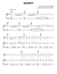 Sorry Sheet Music Justin Bieber Piano Vocal Guitar Right Hand Melody Digital Sheet Music Justin Bieber Music Sheet Music Direct