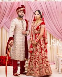 Couple S Wedding Portraits Red Lengha Bride And Groom Jsk Photography Couple Wedding Dress Couple Wedding Dress Indian Indian Wedding Dress