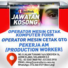 Lowongan kerja operator komputer, operator komputer jobs. Jawatan Kosong Operator Mesin Cetak Jobs 1klassifieds Facebook