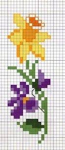 Daffodil And Violets Floral Cross Stitch Cross Stitch Flowers Cross Stitch Bookmarks