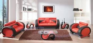 Contemporary Red And Black Leather Sofa Loveseat Chair Set With Matching Coffee And Two End Tables Exclu Leather Sofa And Loveseat Furniture Leather Furniture
