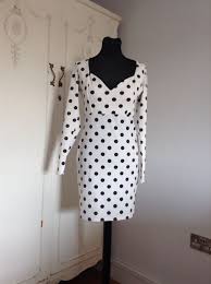 Black And White Polka Dot Long Sleeve Dress Asos Black And White Polka Dot Fitted Stretchy Body On Long Sleeve Dress Size 10 Fashion Clothing Shoes Accessories Frill Dress Clothes For Women Dresses