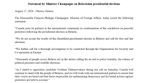 The liberals are projected to win 157 seats, 13 short. Francois Philippe Champagne Fpc On Twitter Canada Condemns The Crackdown Against Peaceful Protestors Following The Presidential Election In Belarus Canada Does Not Accept The Results Of This Fraudulent Presidential Election We Call
