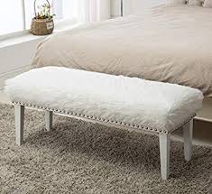 Amazon Com Yongchuang White Faux Fur Ottoman Bench For Bedroom Entryway Hallway Decorative Bed Ottoman Bench In 2020 Bed Ottoman Bench Upholstered Bench Bedroom Bench
