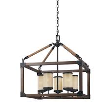 Sea Gull Lighting Dunning 22 In W 5 Light Weathered Gray And Distressed Oak Single Tier Chandelier 3113305 846 The Home Depot