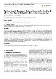Pdf Patients With Coronary Artery Disease In The North Of Jordan Toward Healthy Lifestyle Intervention
