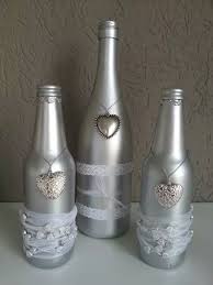 Tutorial para decorar botellas de cidra para boda y lo puedes usar para baby shower, bautizó. Como Decorar Botellas De Vidrio Con Acabados Metalicos