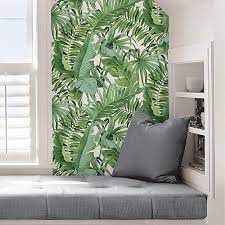 Nuwallpaper Maui Green Peel Stick Wallpaper Dunelm Palm Print Wallpaper Washable Wallpaper Removable Wallpaper