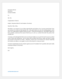 End of internship letter sample. Response Letter For Termination Of Contract Word Excel Templates
