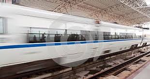 Chinese High Speed Train Motion Blur In Railway Station Train Railway Speed Training