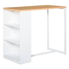 Maybe you would like to learn more about one of these? Homcom Bar Table With 3 Tier Storage Shelf Pub Desk Metal Frame And Thick Tabletop For Kitchen White Walmart Com Walmart Com