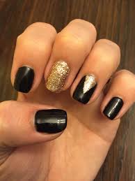 Gold Black And Glitter Nails Black And Gold Cnd Shellac Glitter Nail Design Nails Nail Designs Glitter Glitter Nails
