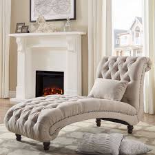 Weston Home Bowman Long Tufted Lounge Chair With Matching Pillow Beige Linen Walmart Com Luxury Living Room Luxury Furniture Living Room Chaise Lounge