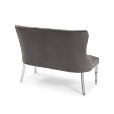 2 Seater Grey Brushed Velvet Upholstered Dining Bench Grosvenor Furniture